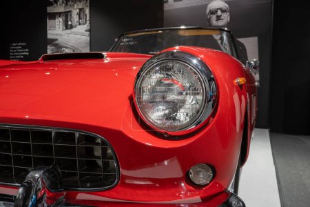 Photo for Sparkford.Somerset.United Kingdom.March 26th 2023.A 1960 Ferrari 250 GT cabriolet is on show at the Haynes Motor Museum in Somerset - Royalty Free Image