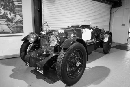 Photo for Sparkford.Somerset.United Kingdom.March 26th 2023.A 1930s MG K type sports car from the Mille Miglia is on show at the Haynes Motor Museum in Somerset - Royalty Free Image