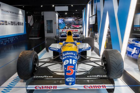 Photo for Sparkford.Somerset.United Kingdom.March 26th 2023.A Williams FW14 formula one car driven by Nigel mansell in 1992 is on show at the Haynes Motor Museum in Somerset - Royalty Free Image