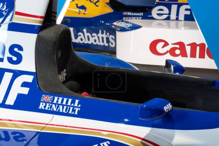 Foto de Sparkford.Somerset.Reino Unido.26 de marzo de 2023.Un coche Williams FW17 de fórmula uno conducido por Damon Hill en 1995 está en exhibición en el Haynes Motor Museum en Somerset - Imagen libre de derechos