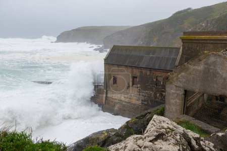 Rough seas at the Lizard Point during storm Kathleen on April 6th 2024