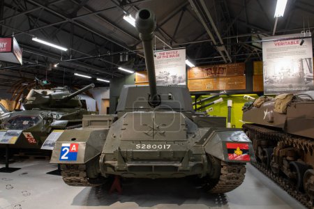 Photo for Bovington.Dorset.United Kingdom.February 25th 2024.A Valentine Archer tank is on show  at the Tank Museum in Dorset - Royalty Free Image