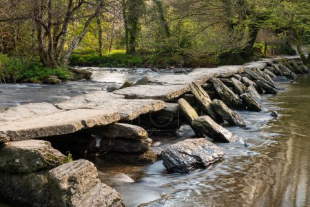 Photograph of the clapper  bridge at Tarr steps in Exmoor National Park
