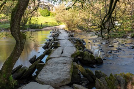 Photograph of the clapper  bridge at Tarr steps in Exmoor National Park