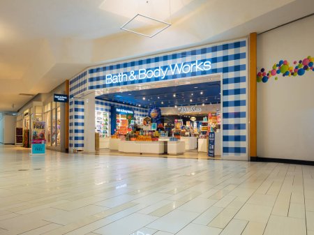 Photo for New Hartford, New York - Oct 15, 2022: Wide Landscape View of Bath & Body Works Store inside Sangertown Mall. - Royalty Free Image