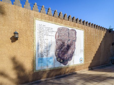 Téléchargez les photos : Babylone, Irak - 11 février 2023 : Vue panoramique du paysage de la carte babylonienne du monde 605 av.. - en image libre de droit