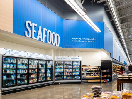 Photo for New Hartford, New York - Aug 6, 2023: Close-up View of Seafood Department of Walmart Super Center. - Royalty Free Image
