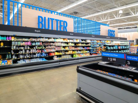 Photo for New Hartford, New York - Aug 22, 2023: Close-up View of Butter and Eggs Section of Walmart Super Center. - Royalty Free Image