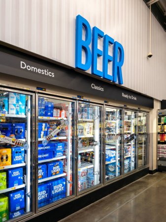 Photo for New Hartford, New York - Aug 22, 2023: Close-up View of Beer Section of Walmart Super Center. - Royalty Free Image