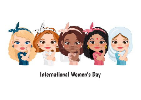 Vector illustration of International Women s Day, March 8 with an independent women on white background.