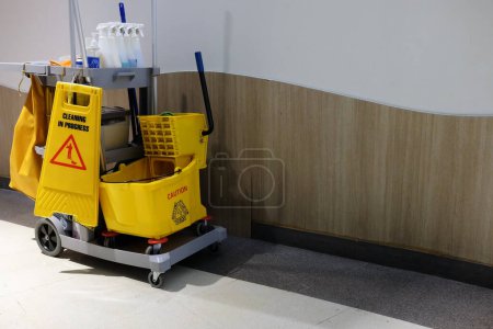 Photo for Close up Janitorial Cleaning Cart. - Royalty Free Image