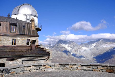 Photo for ZERMATT, SWITZERLAND - SEPTEMBER 02, 2022: Astronomical Observatory and Hotel Gornergrat Kulm where is Famous Landmark of Zermatt. - Royalty Free Image