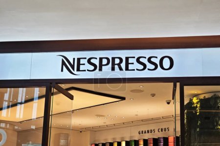 Photo for BANGKOK, THAILAND - AUGUST 17, 2023: NESPRESSO Sign. NESPRESSO is the world leader in coffee capsules, machines and coffee accessories that was founded in 1986. - Royalty Free Image