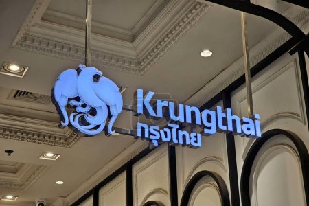 Photo for BANGKOK, THAILAND - OCTOBER 31, 2023: Krungthai Sign. Krungthai Bank is is a state-owned bank under license issued by the Ministry of Finance, was founded in March 14, 1966. - Royalty Free Image