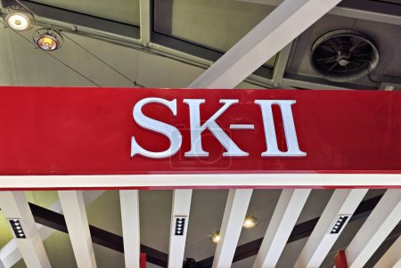 Photo for BANGKOK, THAILAND - NOVEMBER 10, 2023: SK-II lighting sign. SK-II is a famous japanese skincare brand, launched in the early 1980s. - Royalty Free Image