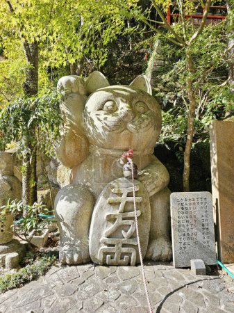 Photo for FUKUOKA, JAPAN - NOVEMBER 14, 2023: Sculpture of lucky cat at Nanzoin Temple where is landmark of Sasaguri, Fukuoka, Japan. - Royalty Free Image