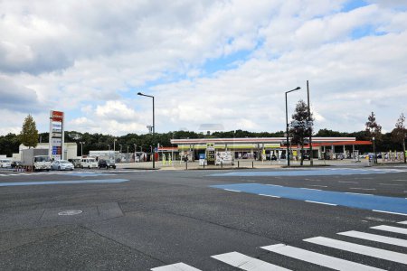Photo for KITAKYUSHU, JAPAN - NOVEMBER 15, 2023: ENEOS gas station at Kitakyushu. Eneos Corporation is a famous Japanese petroleum company, was founded in May 10, 1888. - Royalty Free Image