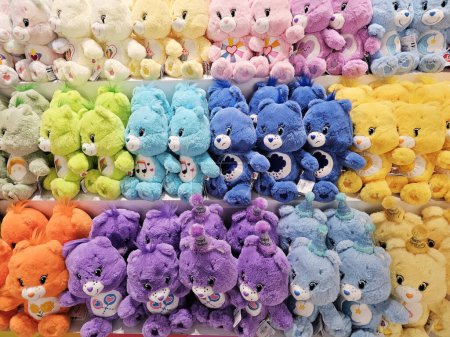 Photo for BANGKOK, THAILAND - DECEMBER 21, 2023: Care Bears on the Shelf. Care Bears are multi-colored bears, originally painted in 1981 by artist Elena Kucharik. - Royalty Free Image