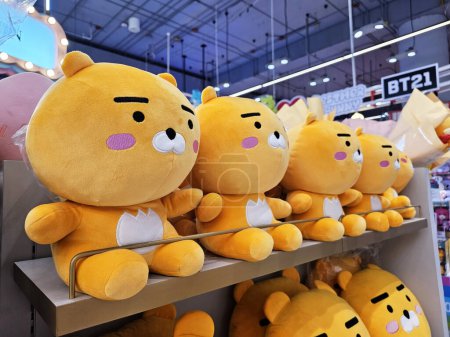 Photo for BANGKOK, THAILAND - DECEMBER 21, 2023: Kakao friends ryan plush doll on the shelf. Kakao Friends are featured characters based on KakaoTalk, Released in November 2012. - Royalty Free Image