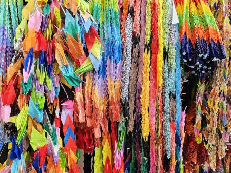 Photo for Colorful Origami Paper Cranes at Nagasaki hypocenter park where is a famous landmark of Nagasaki. - Royalty Free Image