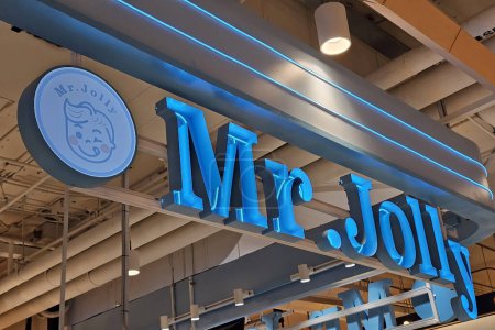 Photo for Bangkok, Thailand - February 01, 2024: Mr. Jolly sign. It is a famous yogurt shop in Thailand. - Royalty Free Image
