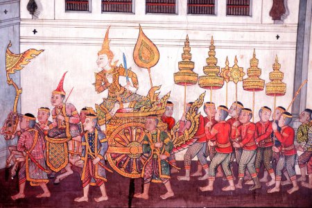 Photo for BANGKOK, THAILAND - OCTOBER 10: Ancient Thai Mural Painting October 10, 2017 in Bangkok, Thailand. - Royalty Free Image