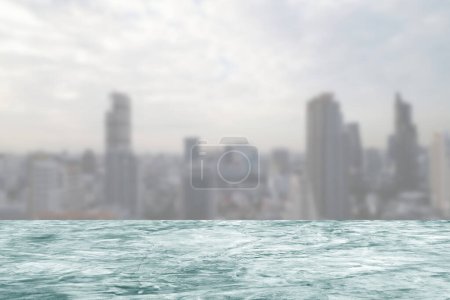 Photo for White Concrete Floor with Blurred Scenery of Cityscape Background. - Royalty Free Image