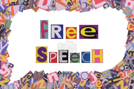 Téléchargez les photos : Liberté d'expression à partir de couper des lettres de journal dans une bulle d'expression à partir de lettres de magazine - en image libre de droit