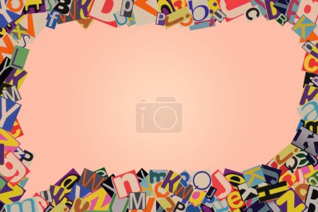 Photo for Frame in form of speech bubble from cut out magazine colored letters, copy space for text - Royalty Free Image
