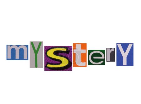 Téléchargez les photos : Word mystery from cut magazine colored letters - en image libre de droit
