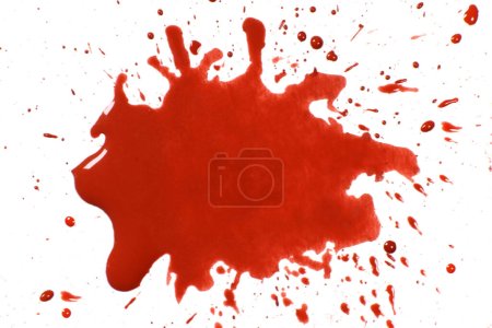 Foto de Salpicadura de sangre, gotas aisladas en blanco - Imagen libre de derechos