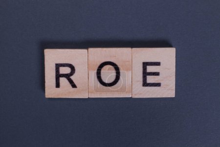 Foto de ROE - Retorno de la equidad de letras de madera sobre un fondo gris - Imagen libre de derechos