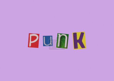 Photo for Punk word from cut out magazine colored letters - Royalty Free Image