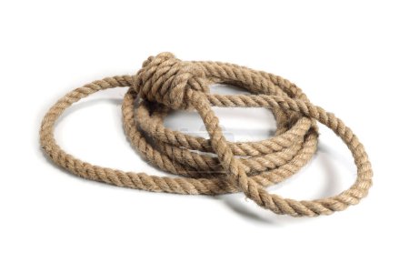 Téléchargez les photos : Noeud Lynch corde pour accrocher isolé sur blanc - en image libre de droit