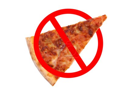 Photo for Crossed out pizza prohibition sign, the concept of harm to unhealthy food or fast food - Royalty Free Image