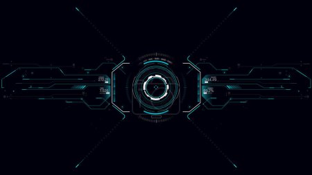 Illustration for Target HUD for the game screen, Futuristic design elements. HUD focus elements. Sci-fi design. FUI collection, Military collimator sight, Vector HUD set - Royalty Free Image