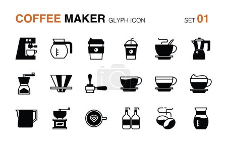 Coffee maker. Glyph icon set 1