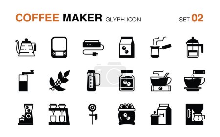 Coffee maker. Glyph icon set 2