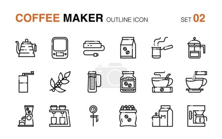 Coffee maker. Glyph icon set 2