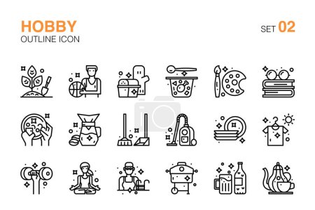 Diverse Hobbies and Leisure Activities. Outline Icons Set 02