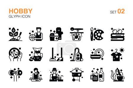 Diverse Hobbies and Leisure Activities. Glyph, Solid Icons Set 02