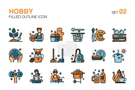 Diverse Hobbies and Leisure Activities. Filled outline Icons Set 01