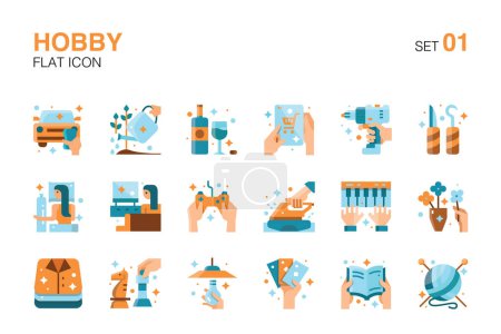 Diverse Hobbies and Leisure Activities. Flat Icons Set 01