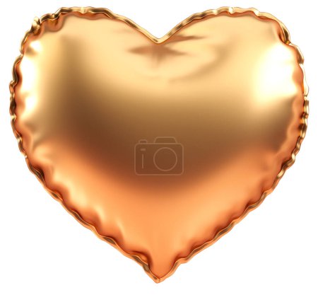 Foto de Golden heart balloon isolated on a white background. Cut out object in 3D illustration with Valentines and love concept - Imagen libre de derechos