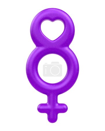 Téléchargez les photos : Isolated Womens Day purple icon with March 8 and female symbol on white background in 3D illustration - en image libre de droit
