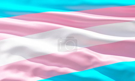 Le drapeau transgenre en gros plan pour le mois de la fierté LGBTQIA +, la liberté sexuelle, la célébration de la diversité amoureuse et la lutte pour les droits humains en illustration 3D