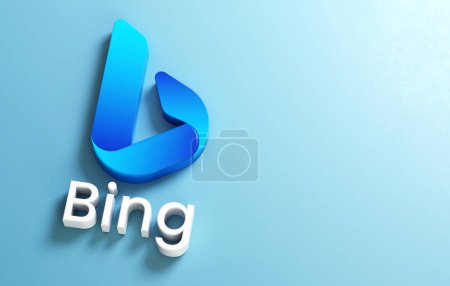 Photo for Valencia, Spain - May, 2023: Bing Chat is an AI chatbot from Microsoft based on the powerful artificial intelligence technology ChatGPT. Isolated 3D logo on a surface and copy space - Royalty Free Image