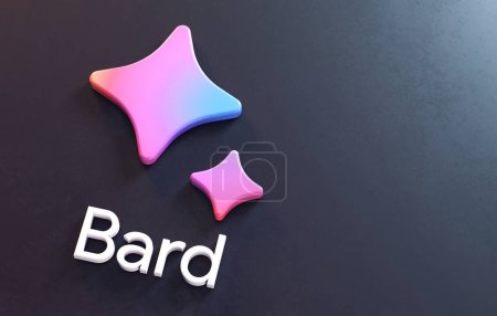 Photo for Valencia, Spain - May, 2023: Bard AI is a conversational generative artificial intelligence chatbot developed by Google as a response of ChatGPT. Isolated 3D logo on a surface and copy space - Royalty Free Image
