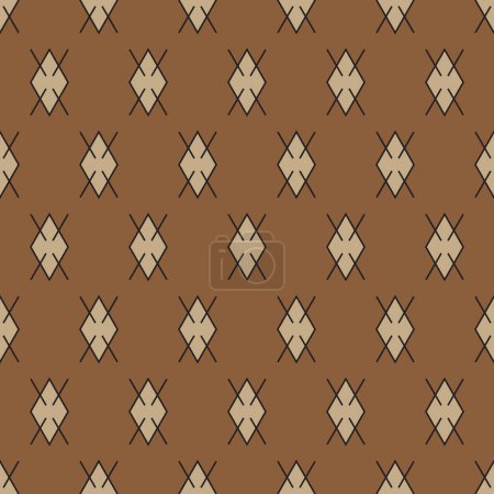 Illustration for Vector of diamond shape brown color seamless pattern background. geometry shape pattern for luxury product. - Royalty Free Image