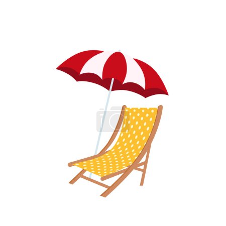 Sonnenschirm und Liegestuhl isoliert
